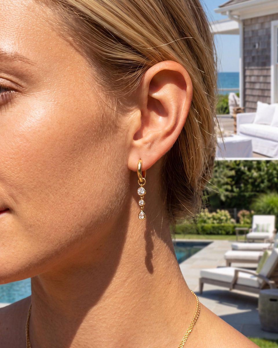 Trendy 14K Gold Huggie Earrings – photo 2